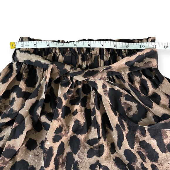 Shein Brown Paperbag Waist Leopard Animal Print Pool Vacation Shorts Size Small - Picture 3 of 6
